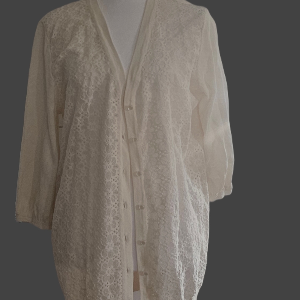 New Directions Cream Lace Cardigan